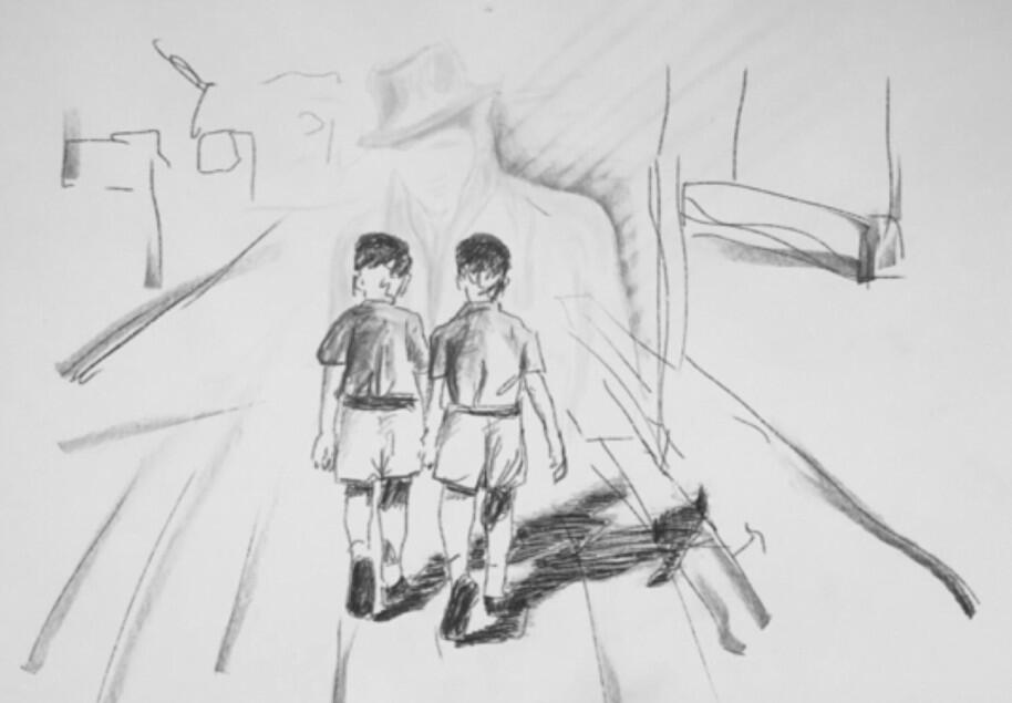 Tekening van twee jongens