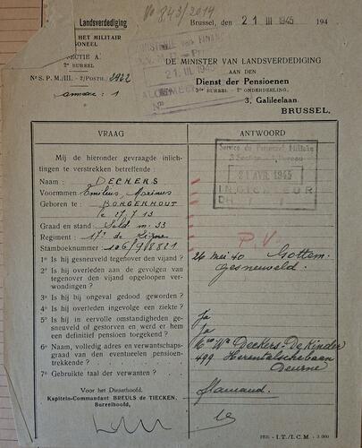 Met de hand ingevuld formulier