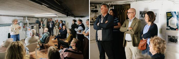 2 foto's van spreker en toehoorders