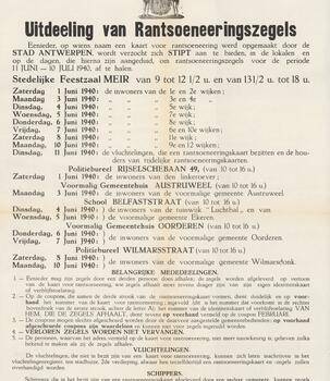 Overzicht met data van uitdeling van rantsoeneringszegels