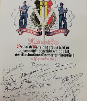 Hulde van de stad aan het verzet voor het trouw blijven